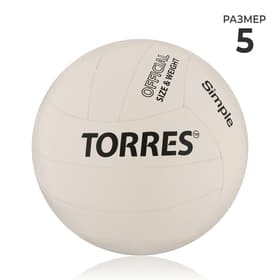 Волейбольный мяч TORRES Simple, V32105, машинная сшивка, 18 панелей, размер 5, TPU, бутиловая камера