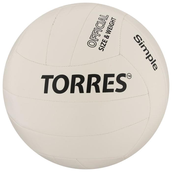 Волейбольный мяч TORRES Simple, V32105, машинная сшивка, 18 панелей, размер 5, TPU, бутиловая камера