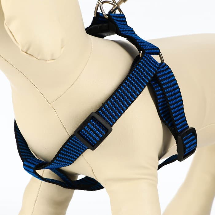 Комплект амуниции рельефный, поводок 120×2 см, ОГ 44-50 см, сине-чёрный