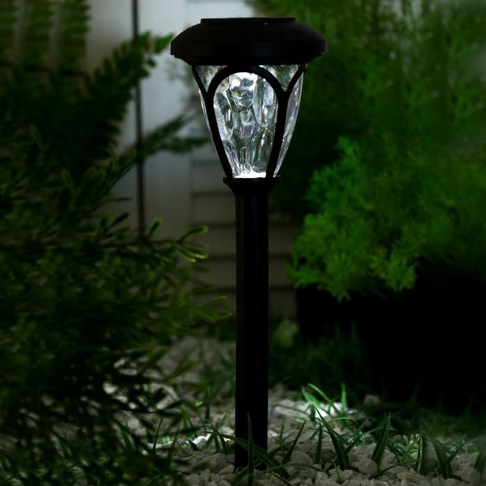 Садовый светильник «Ретро», уличный, на солнечной батарее, 9.5×39.5×9.5 см, 1 LED, свечение белое