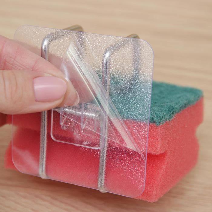 Держатель универсальный на липучке, 7×6×7 см, хром