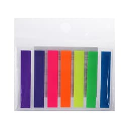 Блок-закладка с липким краем, 7 цветов по 20 штук, 8×45 мм, флуоресцентные, пластиковые