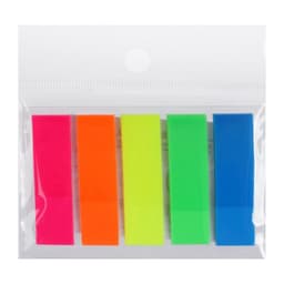 Блок-закладка с липким краем, 5 цветов по 20 штук, 12×45 мм, флуоресцентные, пластиковые