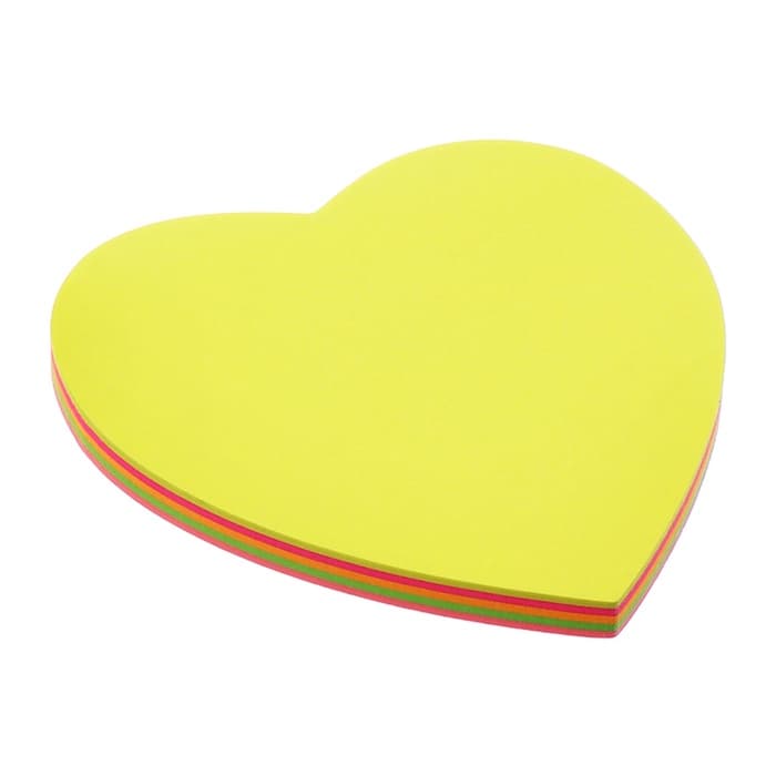 Блок с липким краем, «Сердце» 50 листов, флуоресцентные 5 цветов