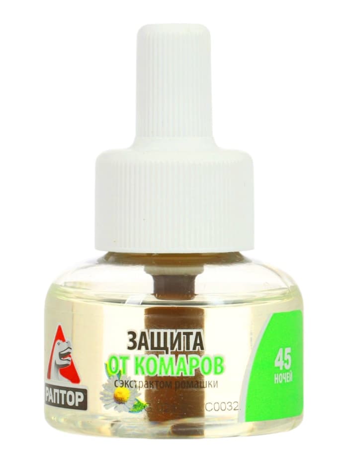 Дополнительный флакон-жидкость от комаров «Раптор», с экстрактом ромашки, 45 ночей