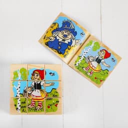 Кубики детские «Герои сказок» деревянные, 9 деталей