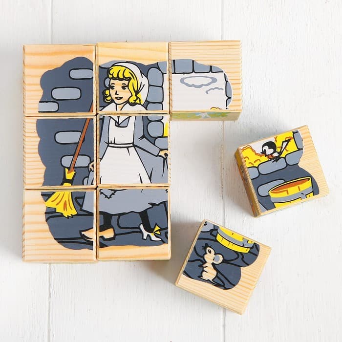Кубики детские «Герои сказок» деревянные, 9 деталей