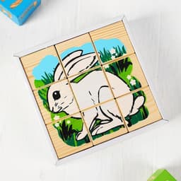 Кубики детские «Животные леса» деревянные, 9 деталей