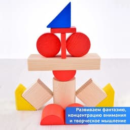 Конструктор деревянный «Цветной» 43 детали