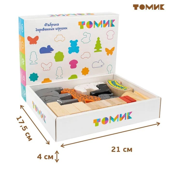 Конструктор деревянный «Зоопарк», 39 деталей