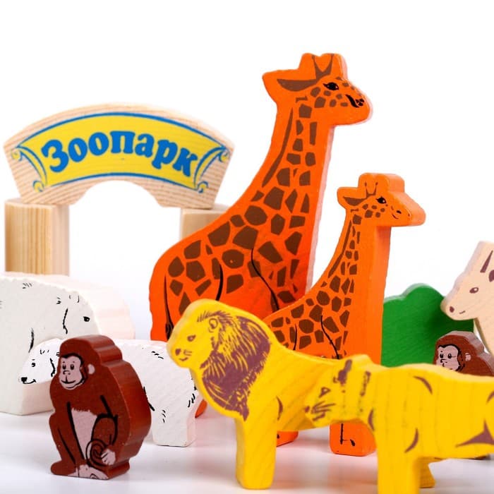 Конструктор деревянный «Зоопарк», 39 деталей