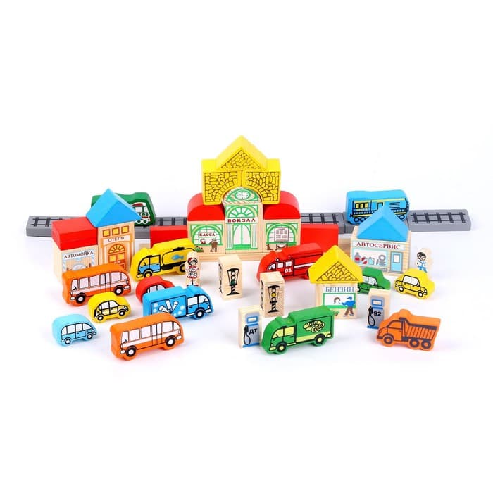 Конструктор деревянный «Транспорт», 45 деталей