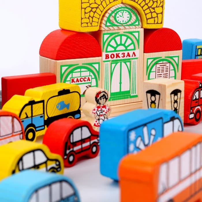 Конструктор деревянный «Транспорт», 45 деталей