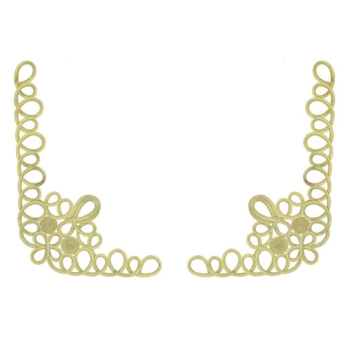 Кружево, на левый и правый угол, 2 шт., 45×30 см, жёлтое золото