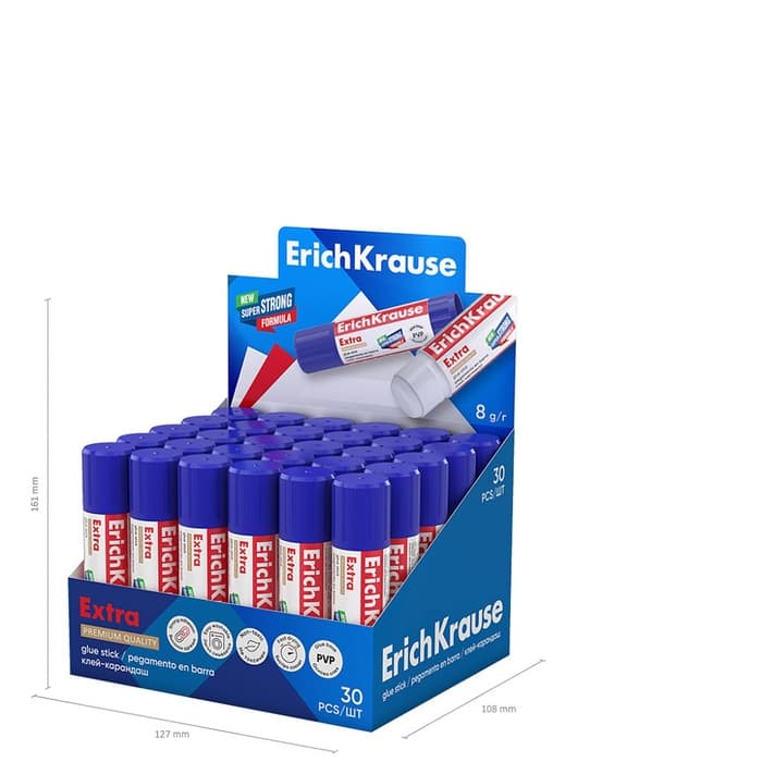 Клей-карандаш, ErichKrause Extra PVP, усиленный, 8 г