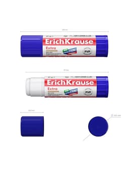 Клей-карандаш, ErichKrause Extra, PVP, усиленная формула, 21 г