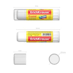 Клей-карандаш ErichKrause Crystal PVP, 15 г, прозрачный