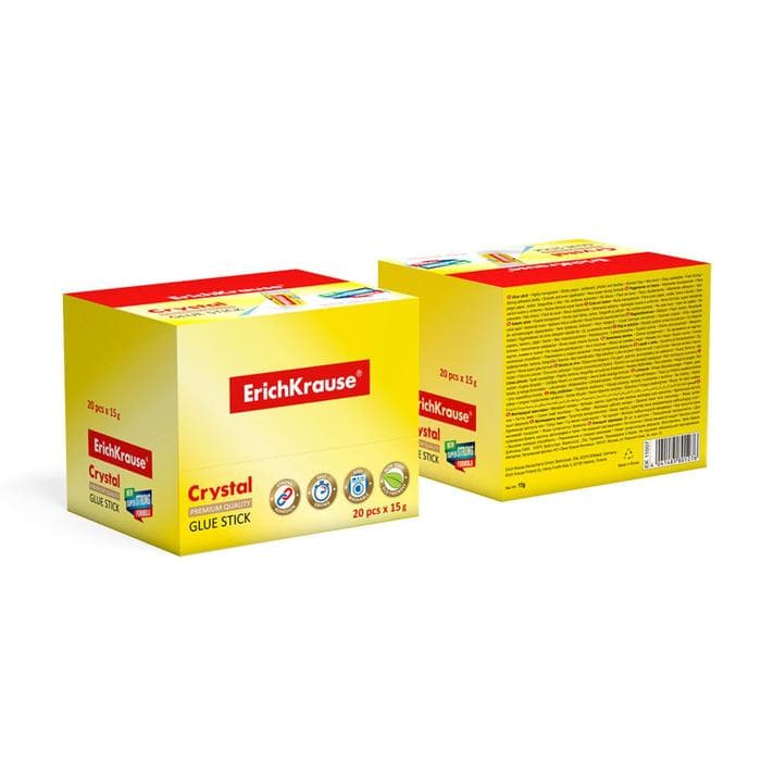 Клей-карандаш ErichKrause Crystal PVP, 15 г, прозрачный