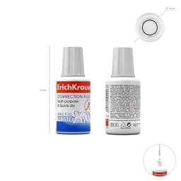 Корректирующая жидкость 20 мл, ErichKrause Arctic White, быстросохнущая, повышенной белизны, на основе растворителя, с кисточкой