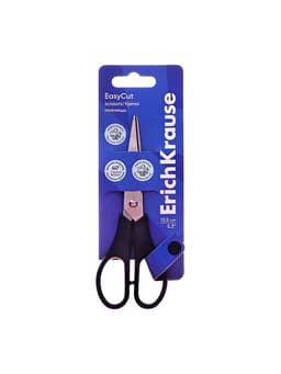 Ножницы ErichKrause Standard, 13.5 см, лезвия из нержавеющей стали, ударопрочный пластик, блистер, чёрные