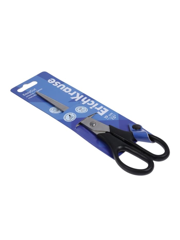 Ножницы ErichKrause Standard, 19 см, двойная заточка, нержавеющие лезвия, ударопрочный пластик, блистер, чёрные