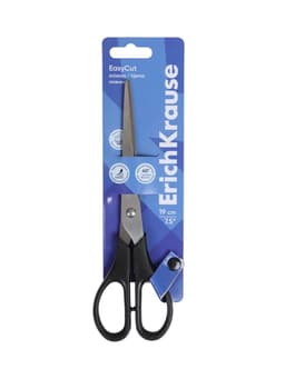 Ножницы ErichKrause Standard, 19 см, двойная заточка, нержавеющие лезвия, ударопрочный пластик, блистер, чёрные