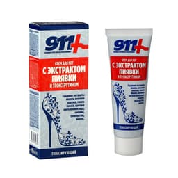 Крем для ног 911 с экстрактом пиявки и троксерутином, тонизирующий, 85 мл