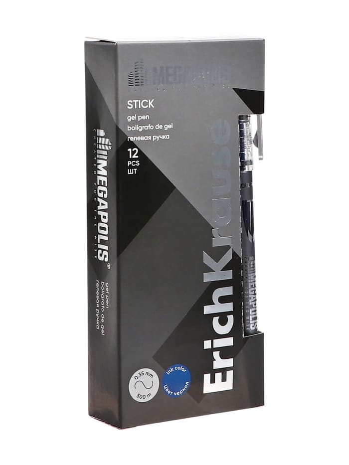 Ручка гелевая ErichKrause. MEGAPOLIS GEL, синий стержень, узел 0.5 мм