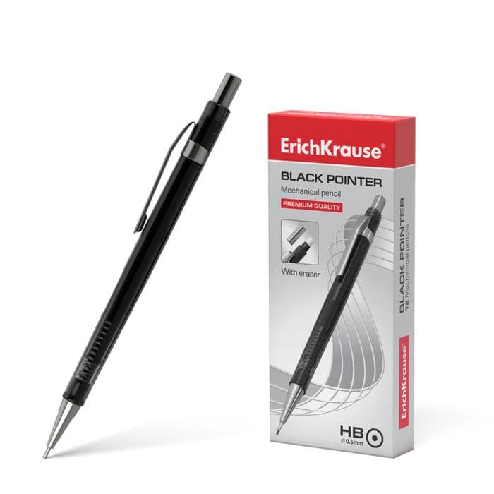Карандаш механический ErichKrause «Black Pointer», 0.5 мм, НВ, в коробке