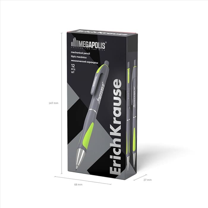 Карандаш механический ErichKrause. Megapolis Concept, толщина грифеля 0.5 мм, НВ, резиновый упор