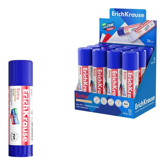 Клей-карандаш ErichKrause Extra, усиленный, 36 г