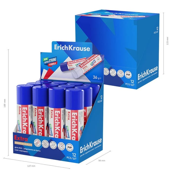 Клей-карандаш ErichKrause Extra, усиленный, 36 г