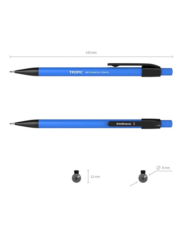 Карандаш механический ErichKrause. Tropic, толщина грифеля 0.5 мм, НВ, МИКС