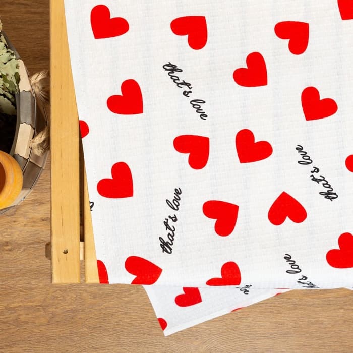 Простыня для бани «Этель. Сердечки» 150×180±5 см, 100% хлопок, вафельное полотно, 160 г/м²