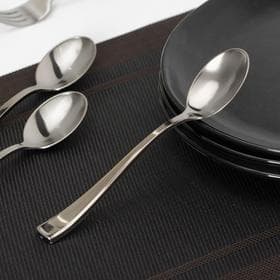 Ложка одноразовая, пластик,17.5 см, столовая, серебристая