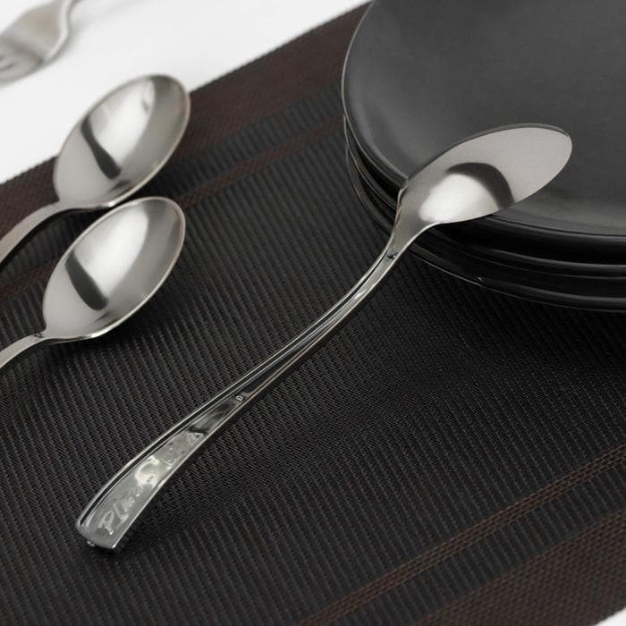 Ложка одноразовая, пластик,17.5 см, столовая, серебристая