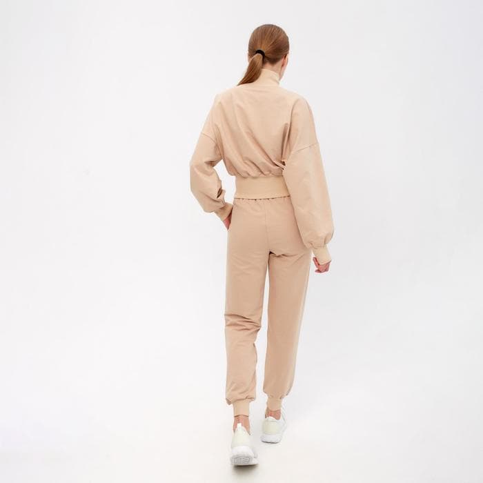 Костюм женский (свитшот, брюки) MINAKU: Casual Collection, размер 44, бежевый