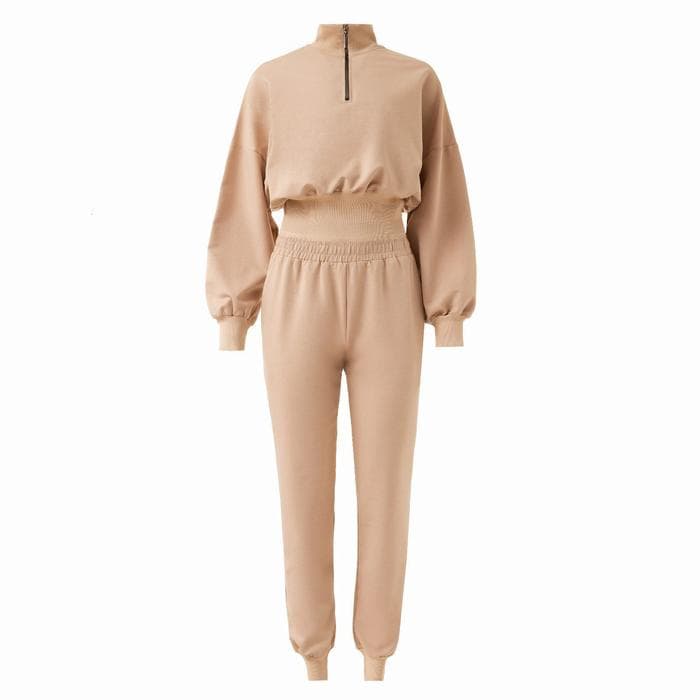 Костюм женский (свитшот, брюки) MINAKU: Casual Collection, размер 44, бежевый