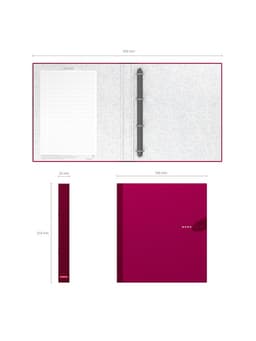 Папка на 4 кольцах А4, ErichKrause Work inside, 35 мм, 1750 мкм, ламинированная, твердая обложка, бордовая