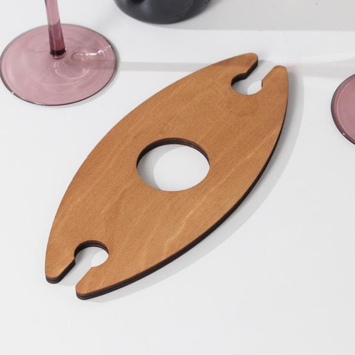 Подставка для вина и двух бокалов Доляна, 10×22×1 см, дерево