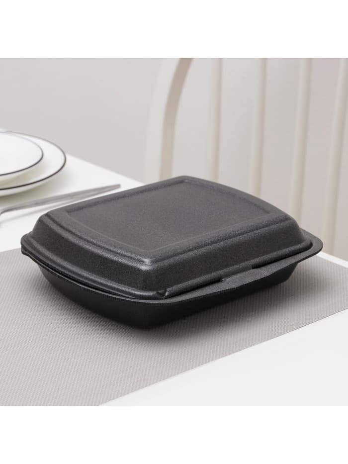 Ланч - бокс одноразовый, 24.7×20.6×7 см, 1 секция, чёрный