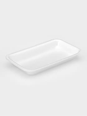 Подложка - лоток для продуктов одноразовая, 22.5×13.5×3 см, полистирол, белая