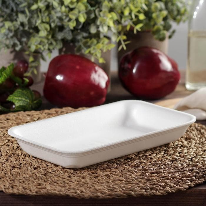 Подложка - лоток для продуктов одноразовая, 22.5×13.5×3 см, белая