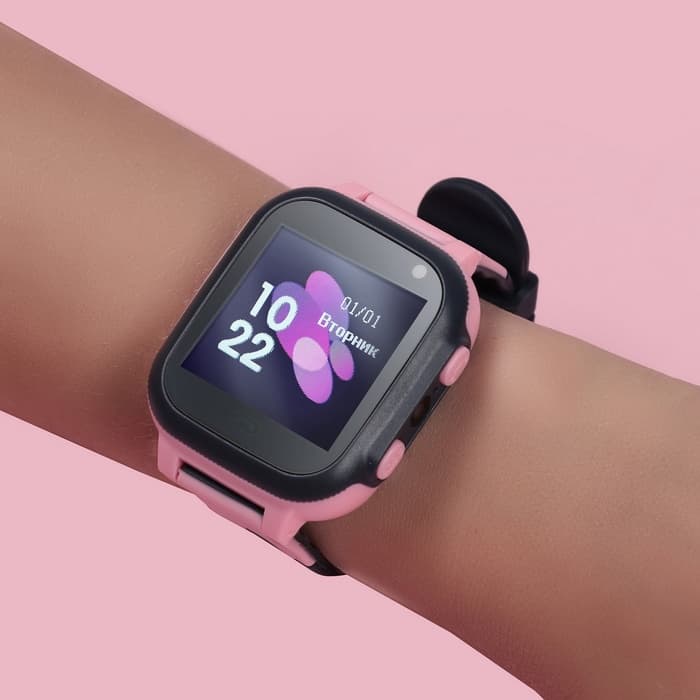 Детские смарт-часы Windigo AM-15, 1.44", 128×128, SIM, 2G, LBS, камера 0.08 Мп, розовые