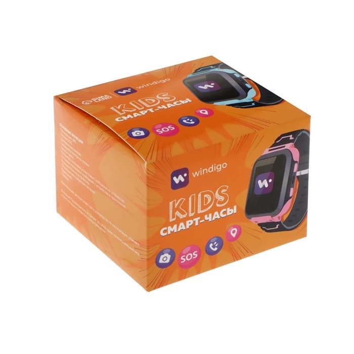 Детские смарт-часы Windigo AM-15, 1.44", 128×128, SIM, 2G, LBS, камера 0.08 Мп, розовые