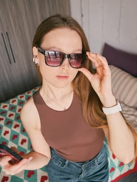 Очки солнцезащитные «OneSun. Wayfarer», линза 5.3×6 см, чёрный, фиолетовый