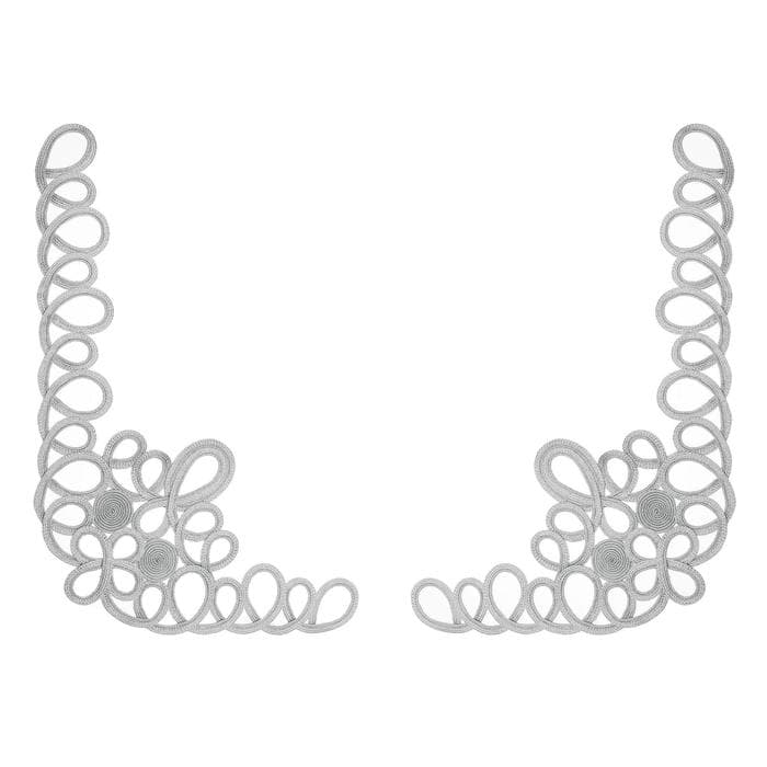 Кружево, на левый и правый угол, 2 шт., 45×30 см, серебро