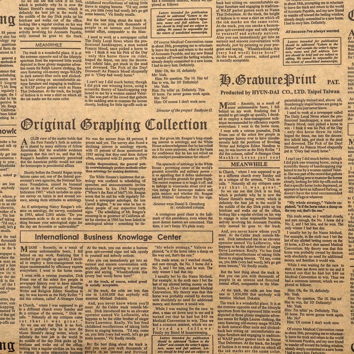 Бумага крафт, двусторонняя, чёрный - газета, 0.68×10 ±5% м