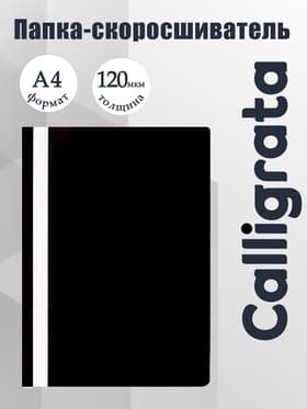 Папка-скоросшиватель Calligrata, А4, 120 мкм, чёрная, прозрачный верх