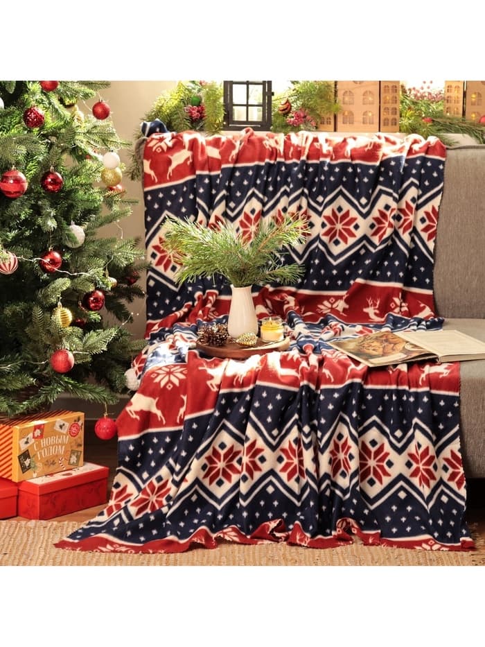 Плед флисовый новогодний «Экономь и Я. Олени» 150×200 см